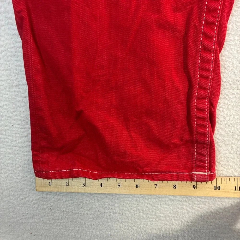 True Religion Jeans Mens 42x34 Red Straight Flap Pocket Rockstar Streetwear Y2K